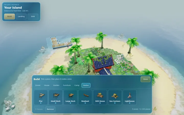 Your island, freshly built